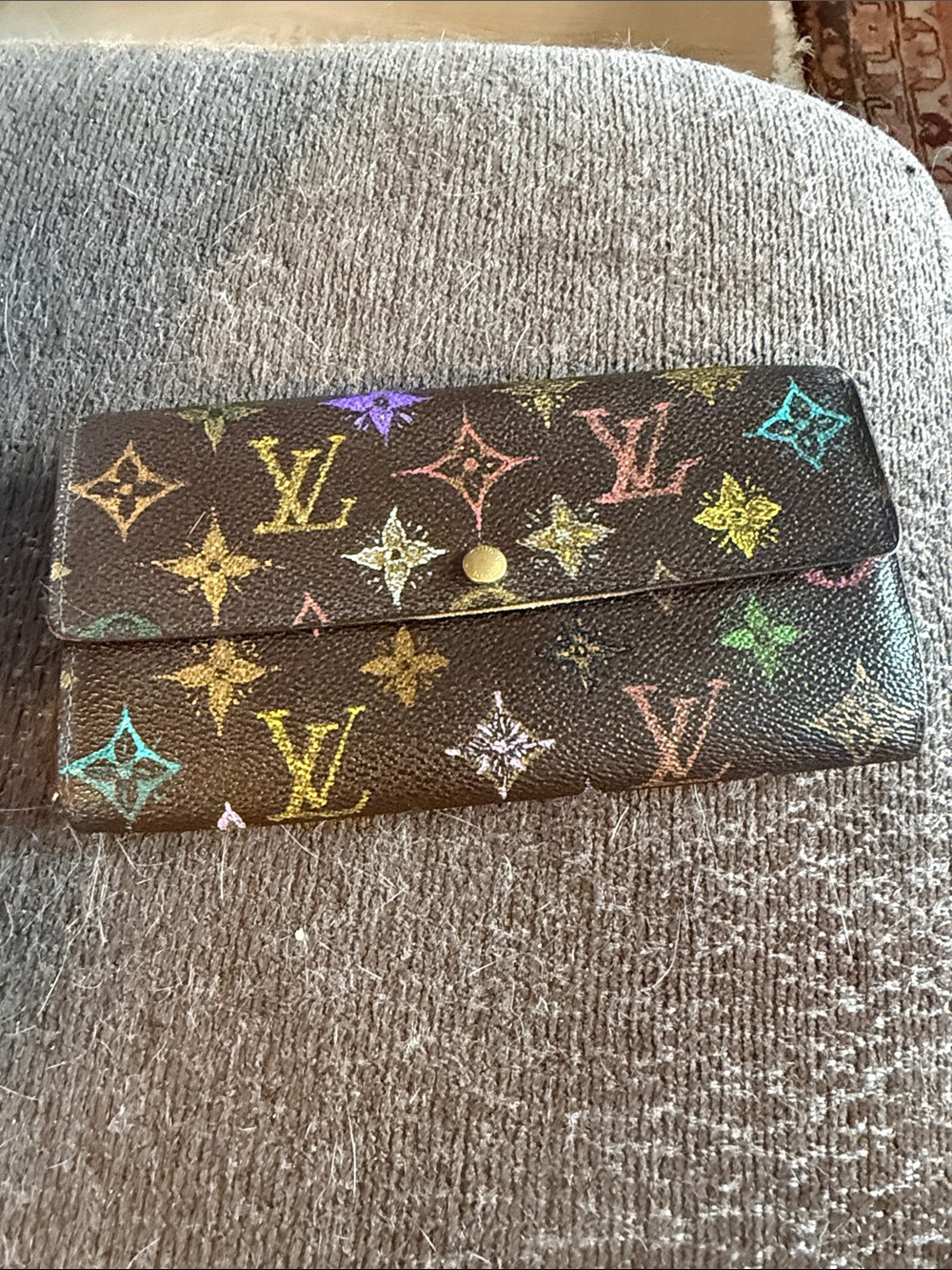 Custom painted Authentic Louis Vuitton Sarah wallet